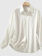 Women's Blouse with Hidden Button Placket for the Office