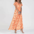 Women's Maxi Dress V-Neck, Long Flowing Silhouette