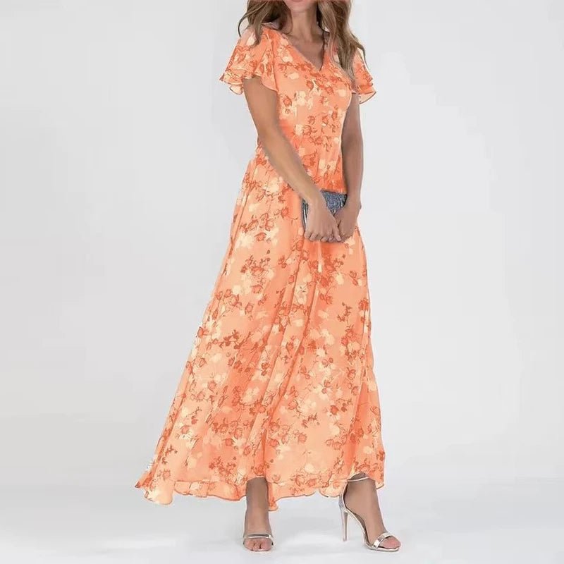 Women's Maxi Dress V-Neck, Long Flowing Silhouette
