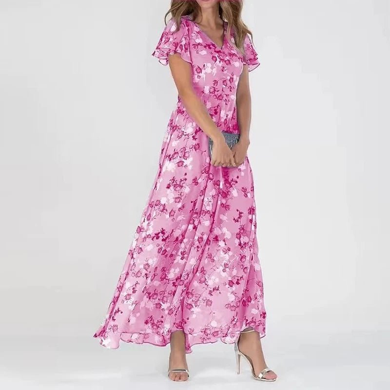 Women's Maxi Dress V-Neck, Long Flowing Silhouette