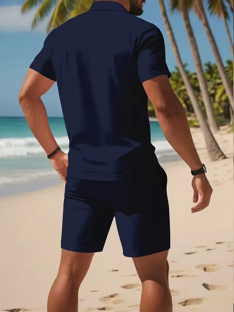 Men's Summer Polo Shirt and Shorts Set – Lightweight Two-Piece