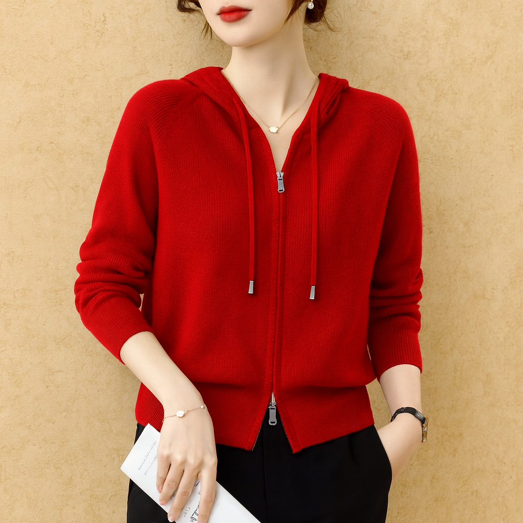 Women's Loft Knit Zip Hoodie - Cotton-Rich Raglan Sleeve