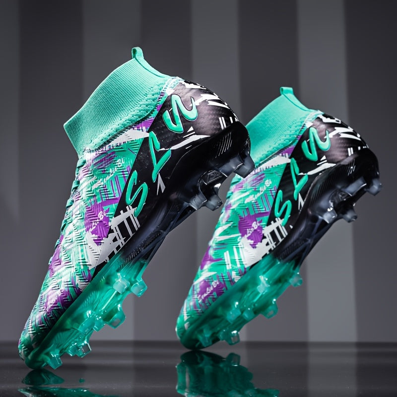 Men's Football Boots High-Top Studs - Wide Fit Synthetic Upper