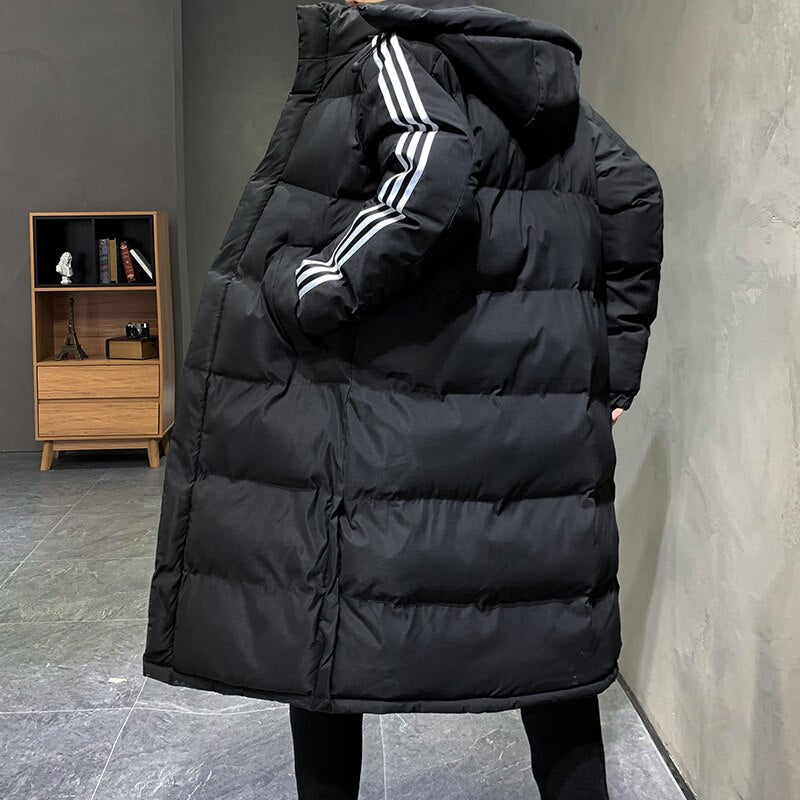 Men's Long Parka Jacket - Windproof Warm Winter Coat with Hood