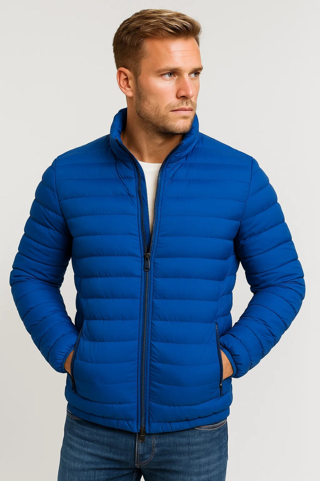 Men's Slim Fit Zip Jacket - Padded Casual Jacket