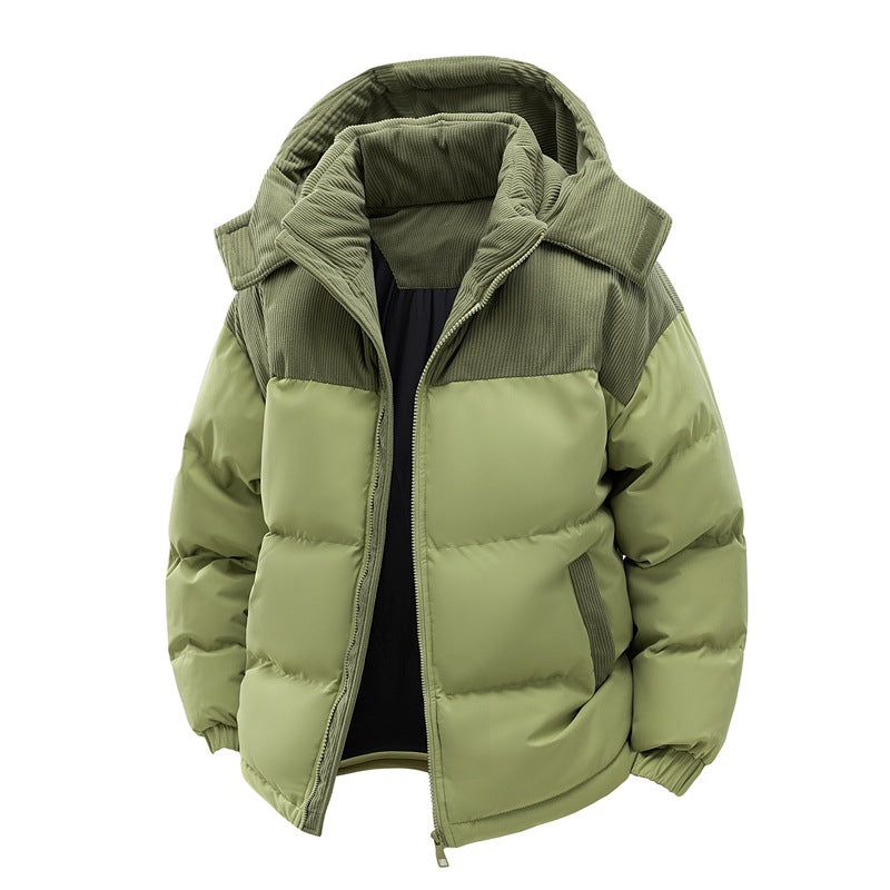 Men's Padded Winter Jacket with Hood - Quilted Outdoor Coat
