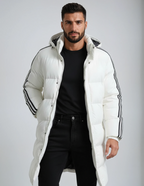 Men's Long Parka Jacket - Windproof Warm Winter Coat with Hood