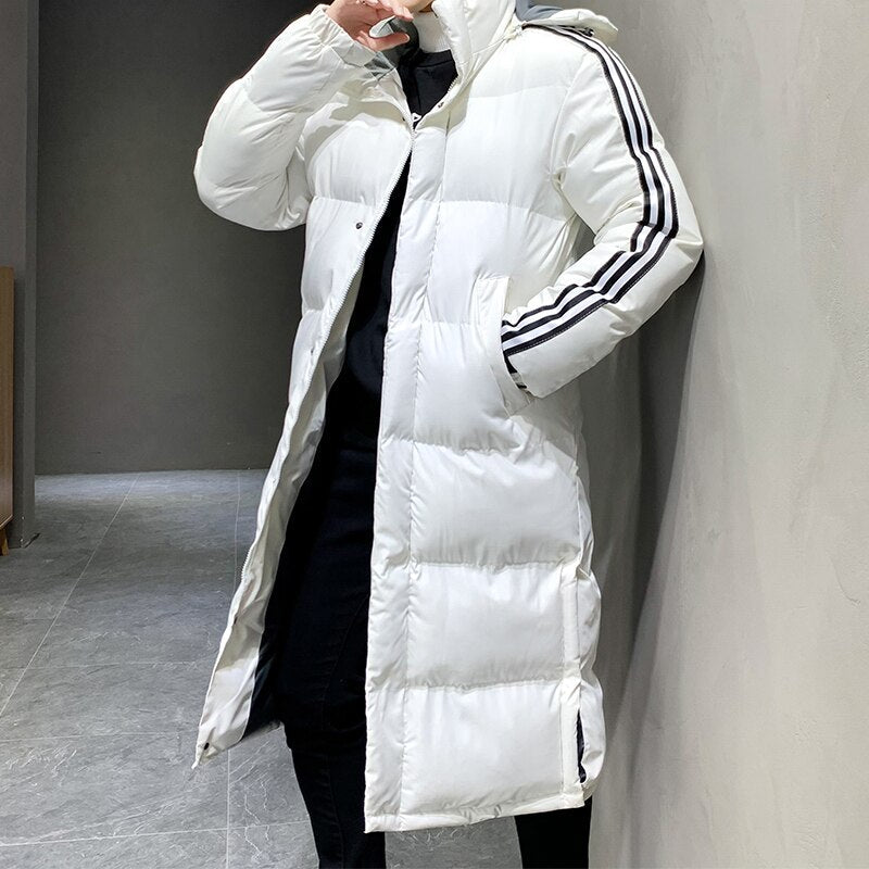 Men's Long Parka Jacket - Windproof Warm Winter Coat with Hood