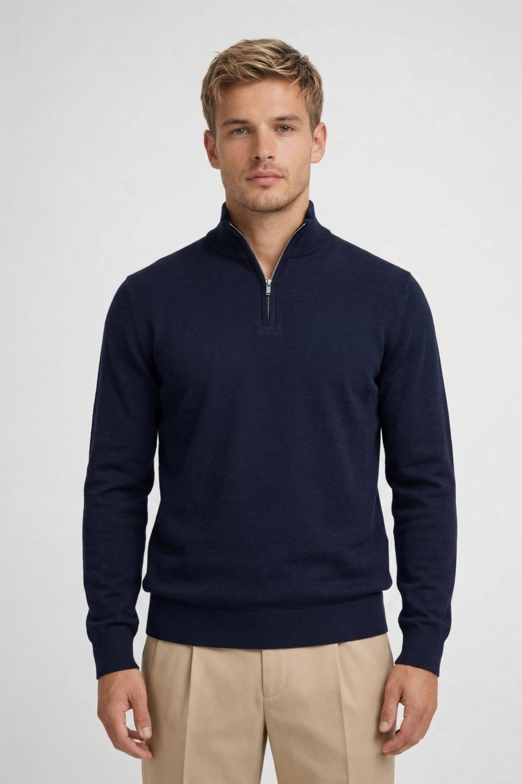 Men's 1/4 Zip Jumper Slim Fit Long Sleeve Pullover