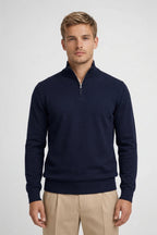 Men's 1/4 Zip Jumper Slim Fit Long Sleeve Pullover