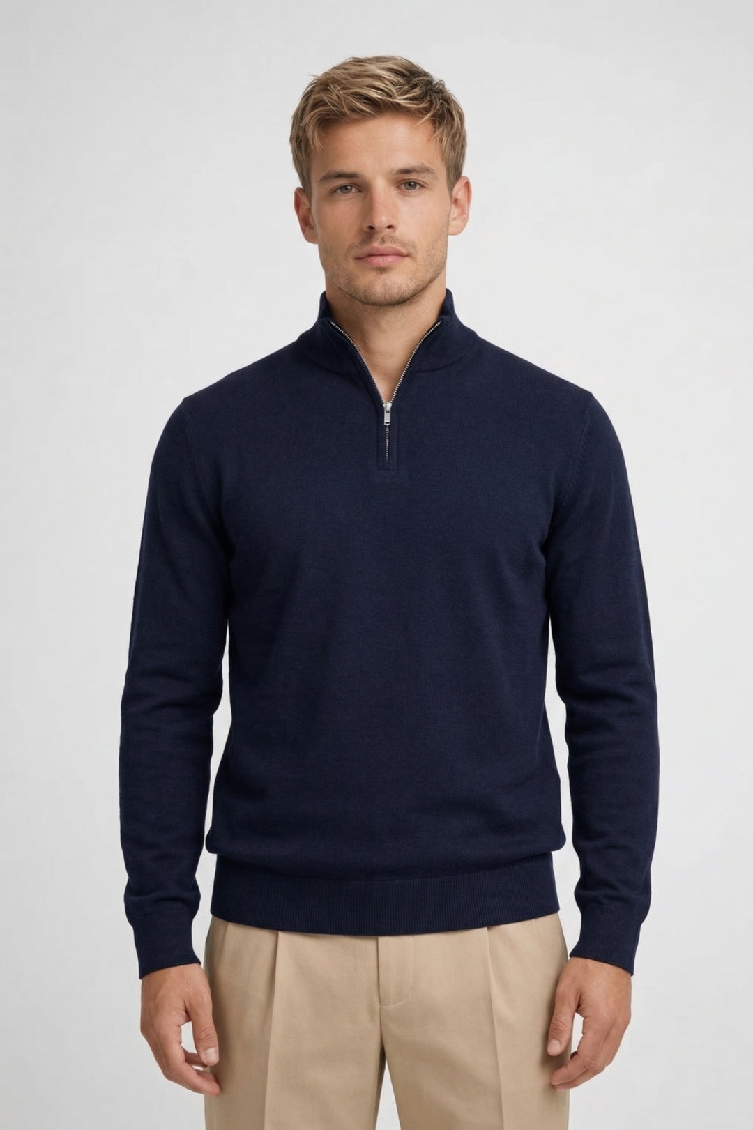 Men's 1/4 Zip Jumper Slim Fit Long Sleeve Pullover