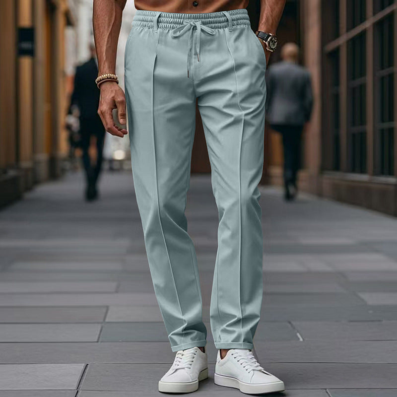 Men's Tapered Trousers with Elastic Waistband - Smart Casual Pants