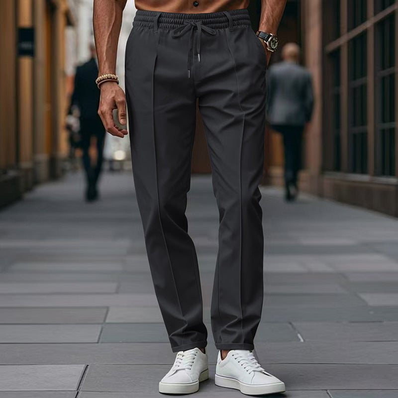 Men's Tapered Trousers with Elastic Waistband - Smart Casual Pants
