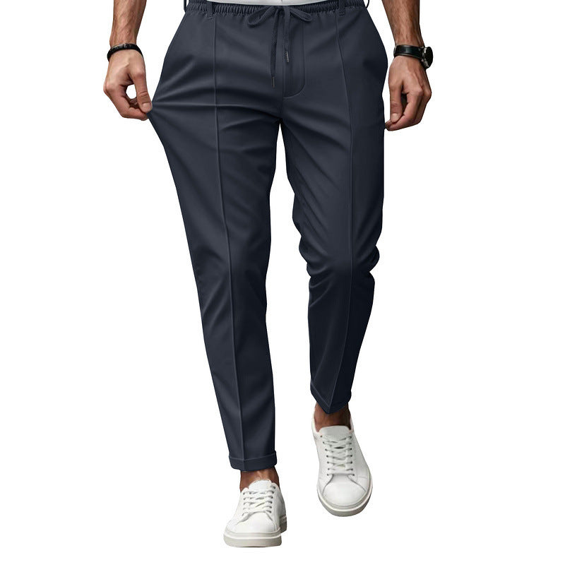 Men's Tapered Trousers with Elastic Waistband - Smart Casual Pants