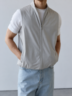 Men's Sleeveless Bodywarmer with Zip - Lightweight Stand Collar Gilet