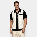 Men's Short Sleeve Shirt with Camp Collar - Button-Up Fitted Style