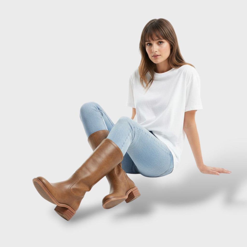 Women's Knee High Boots with Structured Sole