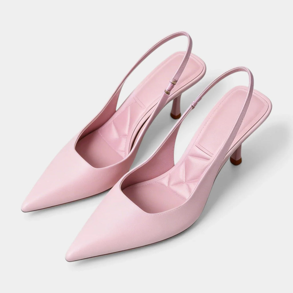 Women's Pointed Toe Slingback High Heels in Linen
