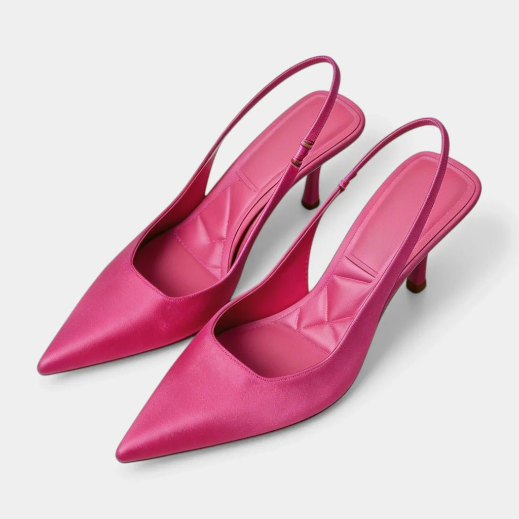 Women's Pointed Toe Slingback High Heels in Linen