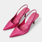 Women's Pointed Toe Slingback High Heels in Linen