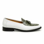 Men's Leather Tassel Loafer with Croc-Embossed Vamp