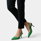 Women's Pointed Toe Slingback High Heels in Linen
