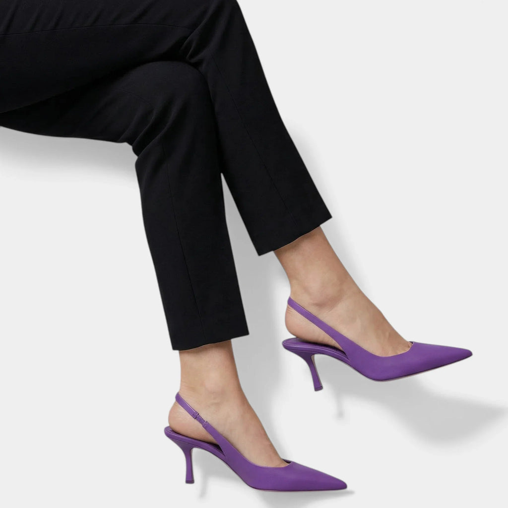 Women's Pointed Toe Slingback High Heels in Linen