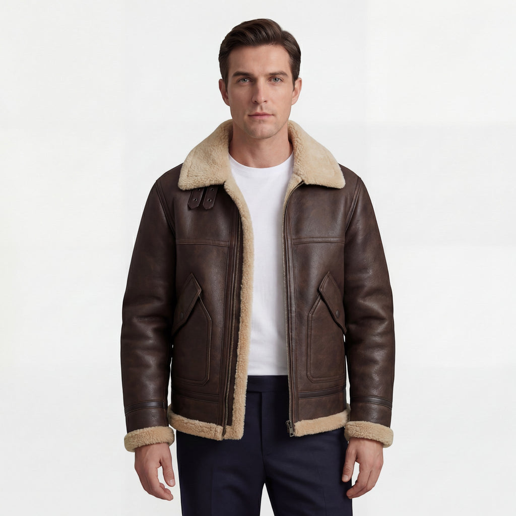 Men's Fleece-Lined Jacket with Lambswool Lining – Casual Fit