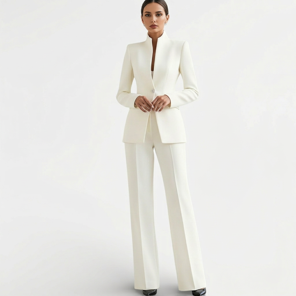Women's Tailored Blazer Suit Set - Jacket and Trousers