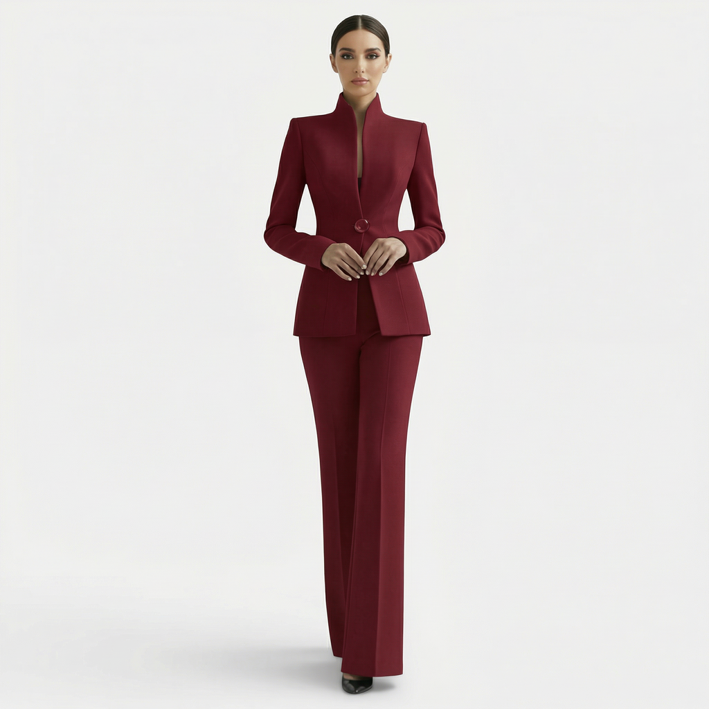 Women's Tailored Blazer Suit Set - Jacket and Trousers