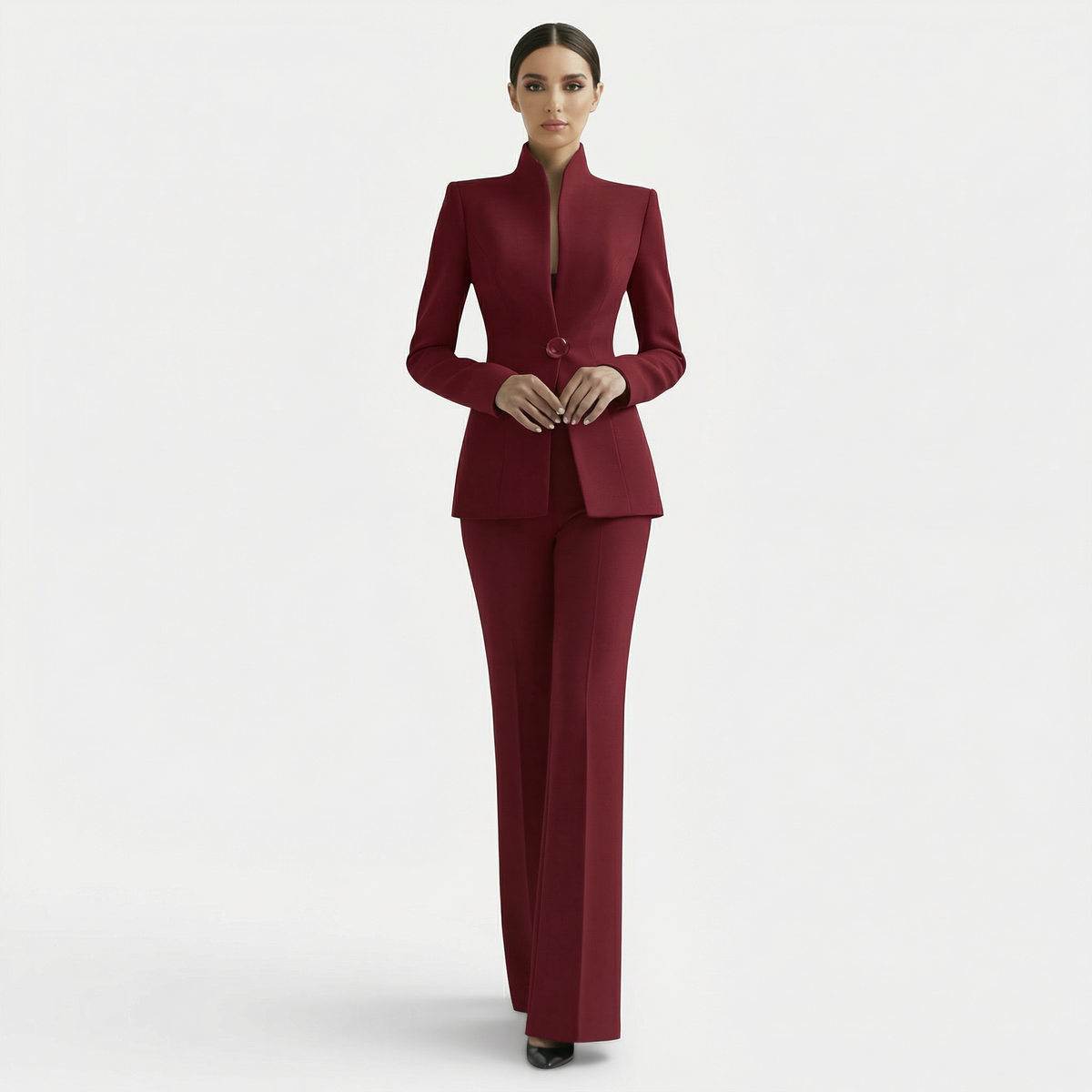 Women's Tailored Blazer Suit Set - Jacket and Trousers