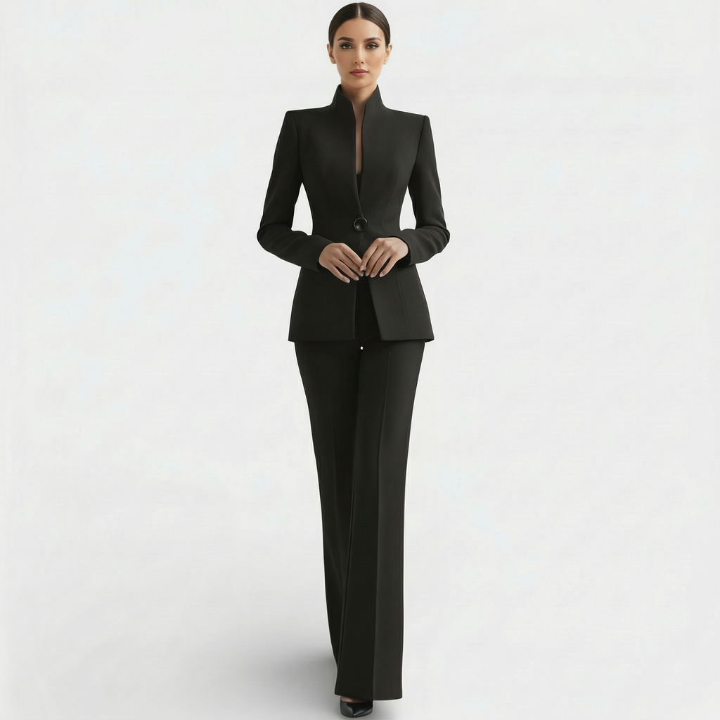 Women's Tailored Blazer Suit Set - Jacket and Trousers