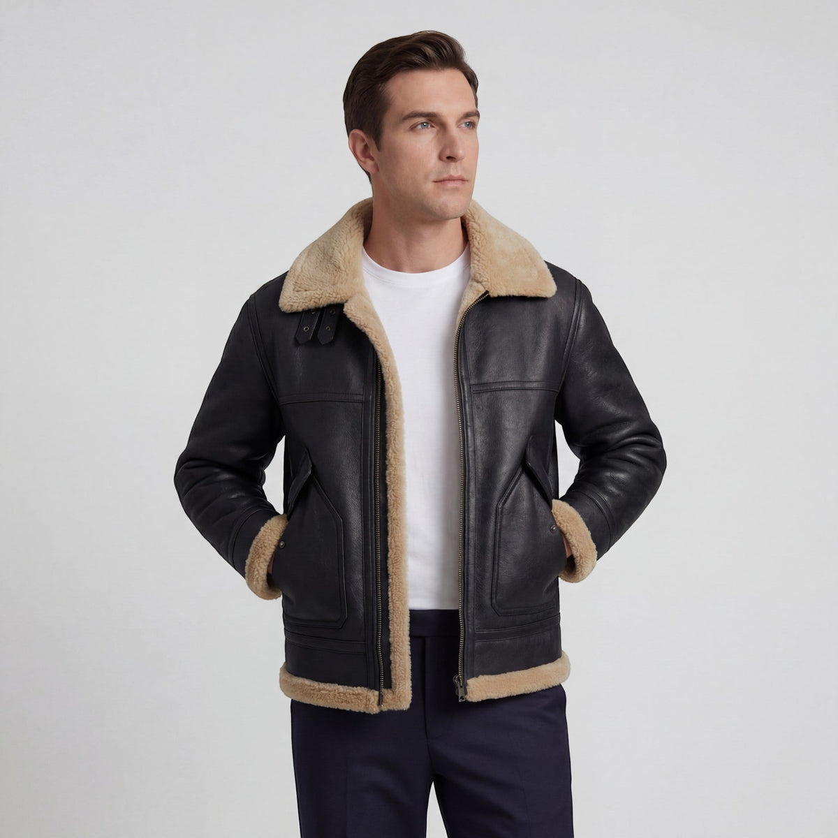 Men's Fleece-Lined Jacket with Lambswool Lining – Casual Fit