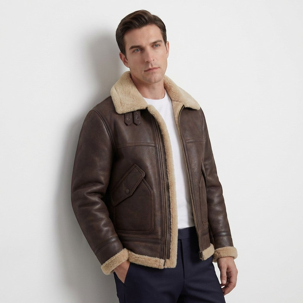 Men's Fleece-Lined Jacket with Lambswool Lining – Casual Fit