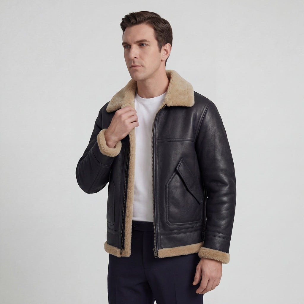 Men's Fleece-Lined Jacket with Lambswool Lining – Casual Fit