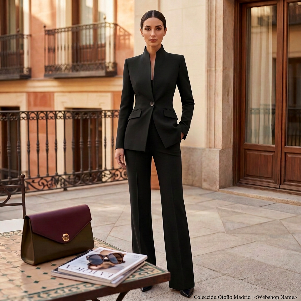 Women's Tailored Blazer Suit Set - Jacket and Trousers