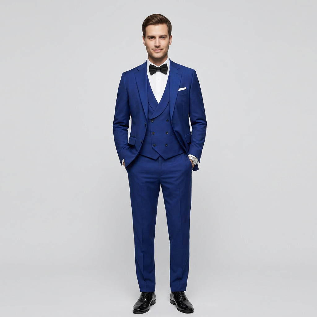 Men's 3-Piece Suit Single-Breasted Blazer with Double-Breasted Waistcoat