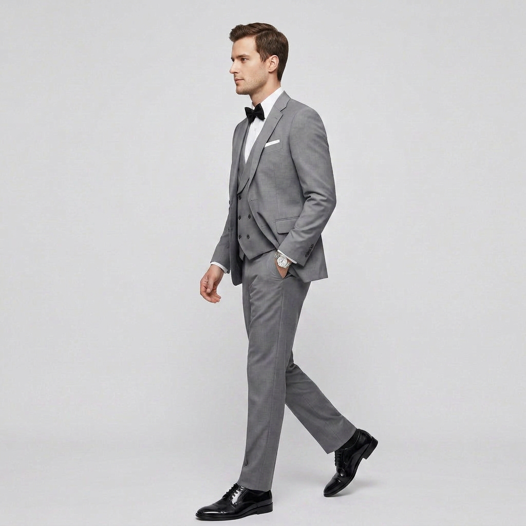 Men's 3-Piece Suit Single-Breasted Blazer with Double-Breasted Waistcoat