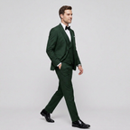 Men's 3-Piece Suit Single-Breasted Blazer with Double-Breasted Waistcoat