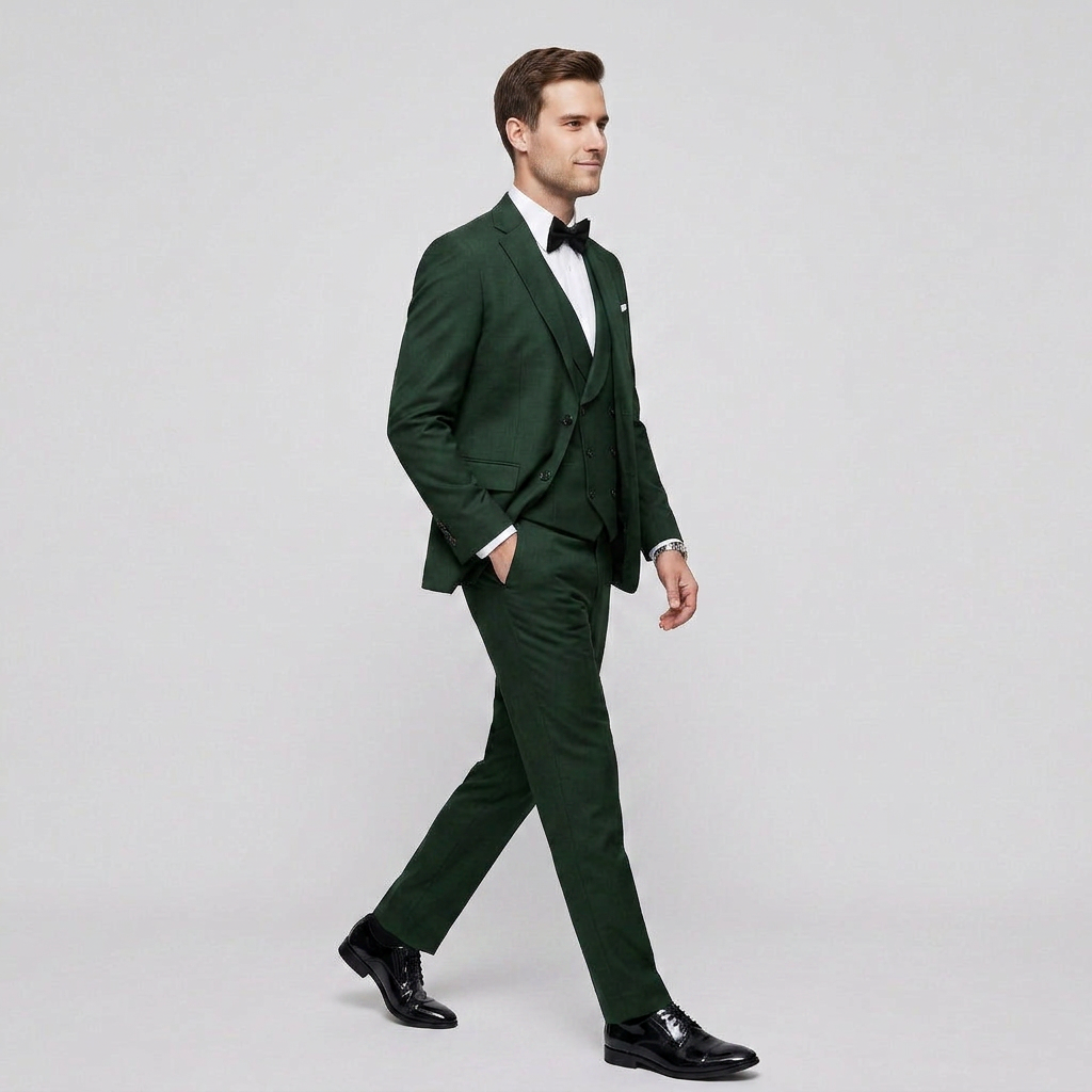 Men's 3-Piece Suit Single-Breasted Blazer with Double-Breasted Waistcoat