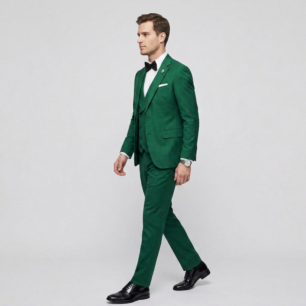Men's 3-Piece Suit Single-Breasted Blazer with Double-Breasted Waistcoat