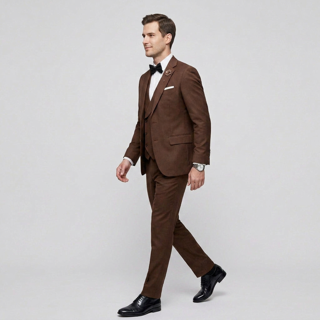 Men's 3-Piece Suit Single-Breasted Blazer with Double-Breasted Waistcoat