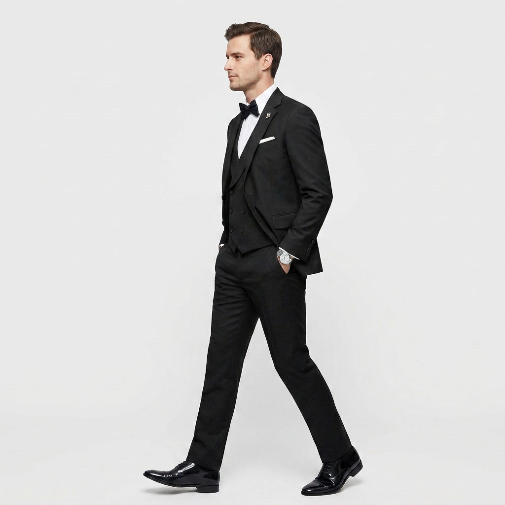 Men's 3-Piece Suit Single-Breasted Blazer with Double-Breasted Waistcoat
