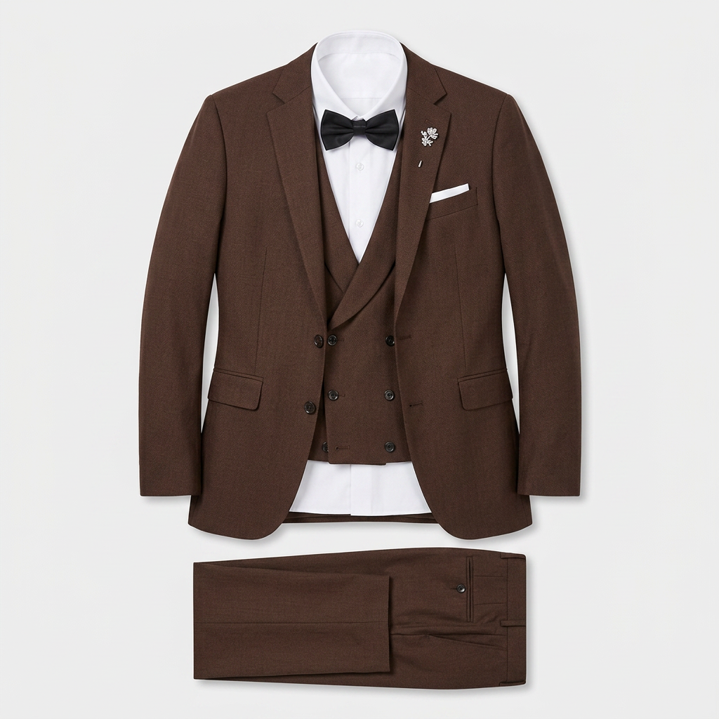 Men's 3-Piece Suit Single-Breasted Blazer with Double-Breasted Waistcoat