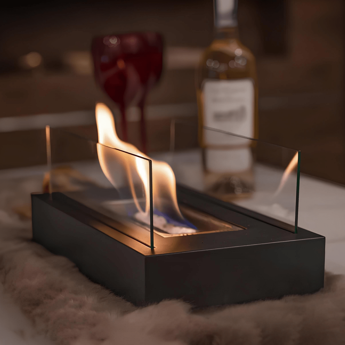 FLAMEGLOW – Portable Bioethanol Tabletop Fireplace for a Stylish Flame Ambience