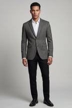 Gray Slim Tailored Single-breasted Formal Blazer - Formal blazers - Photo 1