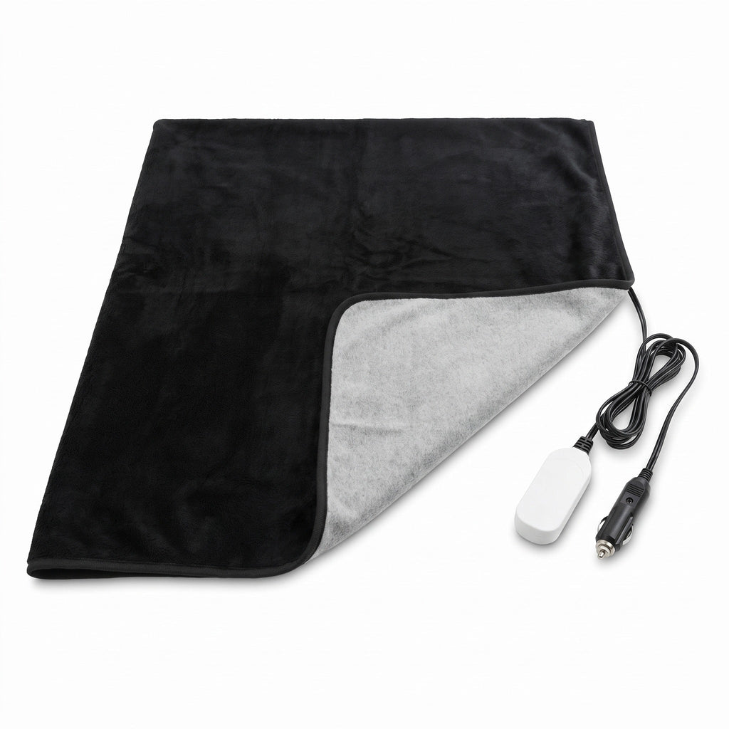 Plush 12V Heated Car Blanket Cigarette Lighter Plug Electric Throw, product photo 1