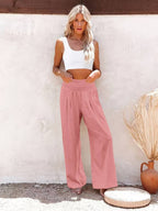 Women's Wide Leg Pants with Smocked High Waist