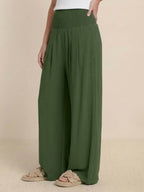 Women's Wide Leg Pants with Smocked High Waist