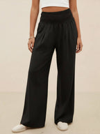 Women's Wide Leg Pants with Smocked High Waist